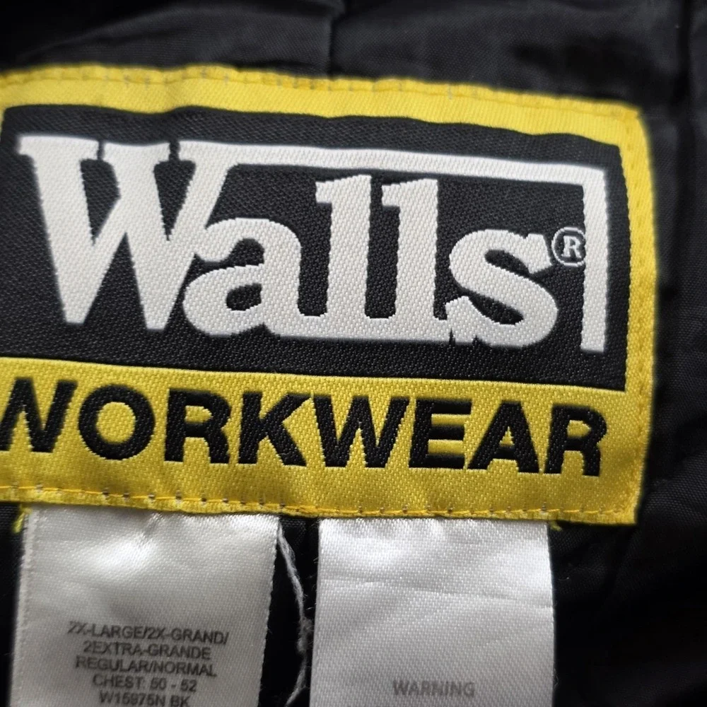 Walls Workwear Coveralls Mens 2XL Black Insulated Quilted Duck Canvas Zipped Leg